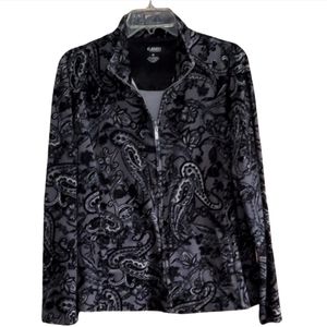 Women's Charter club. XL Paisley gray & black zippered top.